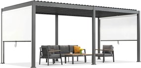 Lagos 3x6 vrijstaande terraspergola met 3m Garden Point antraciet-witte zijrolluiken