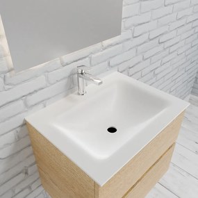 Zaro Valencia Solid Surface badkamermeubel 60cm licht eiken 1 kraangat met 2 lades