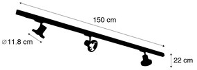 Modern 3-fase railsysteem met 3 Spot / Opbouwspot / Plafondspots zwart GU10 111mm links - 3-Phase Jeany Modern GU10 Binnenverlichting Lamp