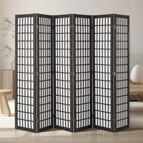VEVOR Room Divider 6-delig Japans privacyscherm, opvouwbaar scherm, draagbaar decoratief scherm voor kamerafscheiding, roomdivider geschikt voor kantoor, restaurant, slaapkamer (zwart)