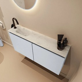 Mondiaz Ture DLux toiletmeubel 100cm clay met wastafel opalo links met kraangat