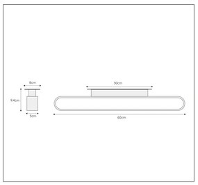 Lucide Madelon spiegellamp 60cm 9W zwart