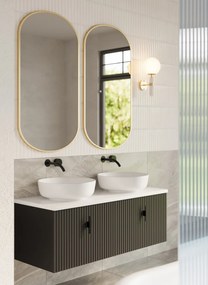 Muebles Ezra badmeubel ribbelfront 120cm zwart mat met wit toppaneel en waskom