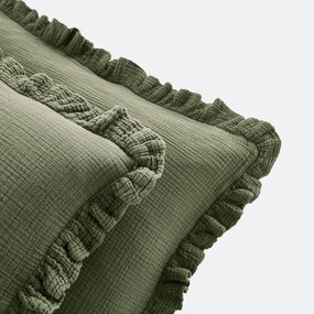 Effen kussensloop in tetra, met volant, Kumla