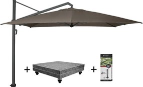 Icon premium zweefparasol 400x300 cm havanna met 150 KG voet en hoes