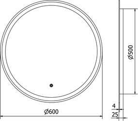 Mexen Gobi ronde verlichte badkamerspiegel, 60 cm, LED 6000K, antidamp - 9801-060-060-611-00