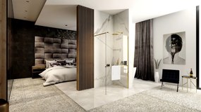 Rea Aero Gold N 80 Walk In douchewand met plank en Evo hanger