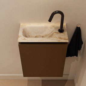 Mondiaz Ture DLux toiletmeubel 40cm rust met wastafel frappe links met kraangat