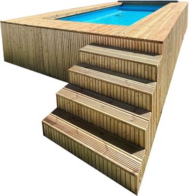 Simpool 5 &amp; 7 - houten premium gesloten trap - B1396 x H1209 x D1454 mm