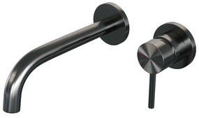 Brauer Gunmetal Edition ColdStart wastafelkraan inbouw gebogen uitloop en rozetten model A1 gunmetal geborsteld PVD