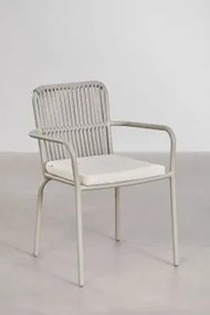 Stapelbare Set Van 4 Aluminium Tuinstoelen Met Armleuningen Alberta Rookgroen - Sklum