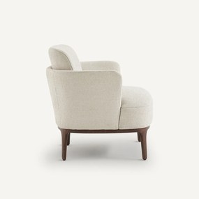 Fauteuil in notenhout en getextureerde stof, Jabote