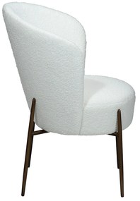 Dan-Form Orbit Eetkamerstoel Met Hoge Rugleuning Rond Boucle Wit