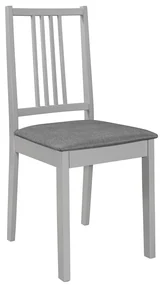 vidaXL Eetkamerstoelen met kussens 4 st massief hout grijs