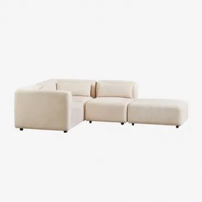 3-delige Modulaire Hoekbank Met Poef Fogler Corduroy Linnen Beige - Sklum