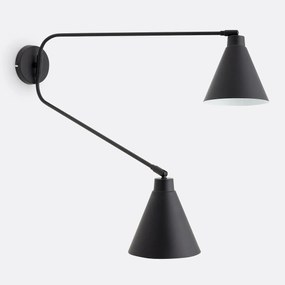 Dubbele scharnierende wandlamp in ijzer, Hiba