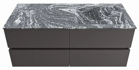 Mondiaz Vica DLux badmeubel 120cm dark grey 4 lades met wastafel lava rechts zonder kraangat