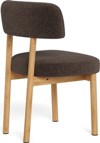 Mazzoni TORAY Bruin (stof Apia 442)/eiken naturel onderstel - GESTOFFEERDE EETKAMERSTOEL VOOR KEUKEN/EETKAMER