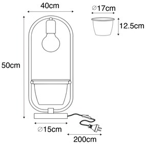 Moderne tafellamp zwart met glas ovaal - Roslini Modern E27 rond Binnenverlichting Lamp