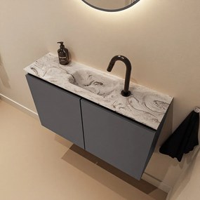 Mondiaz Ture DLux toiletmeubel 80cm dark grey met wastafel glace midden met kraangat