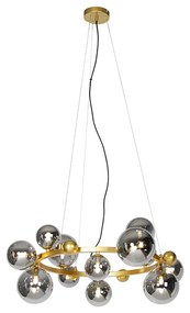 Art Deco hanglamp goud met smoke glas 12-lichts - David Art Deco G9 rond Binnenverlichting Lamp