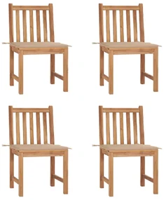 vidaXL Tuinstoelen 4 st met kussens massief teakhout