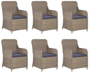 vidaXL 7-delige Tuinset poly rattan bruin