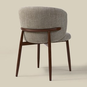 Walnoot Eetkamerstoel Met Ronde Rug Beige