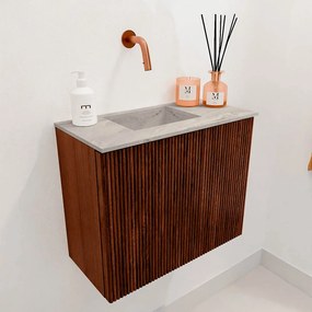 Mondiaz Joya DLux 50cm toiletmeubel ruby met wastafel faye links zonder kraangat glace