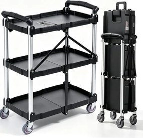 VEVOR Serveerwagen 107x17x39cm Afruimwagen 74,8 kg laadvermogen Rolwagen van polypropyleen Multifunctionele wagen met 3 compartimenten Keukenwagen met zwenkwielen Niswagen Werkplaatswagen Servicewagen