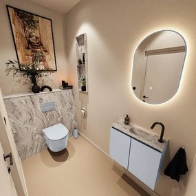 MONDIAZ TURE-DLUX 60cm toiletmeubel Clay. EDEN wastafel Glace positie rechts. Met 1 kraangat. TUREDX60CLAR1GLA