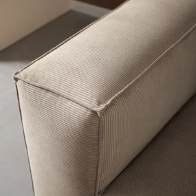 Beige Rib Bank Met Chaise Longue Rechts