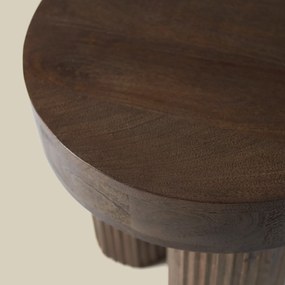 Ronde Bijzettafel Donkerbruin Hout - 45 X 45cm.