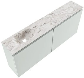 Mondiaz Ture DLux toiletmeubel 120cm greey met wastafel glace links met kraangat