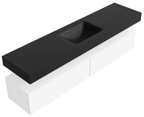 Zaro Alan badmeubel 190cm talc 2 lades met vrijhangende wastafel cloud midden 1 kraangat urban