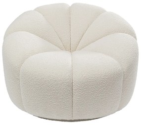 Kare Design Peppo Ronde Fauteuil Draaibaar Wit Boucle