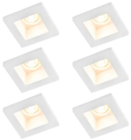 Set van 6 Inbouwspot wit 12cm vierkant - Gypsy Stucco GU10 Binnenverlichting Gips Lamp