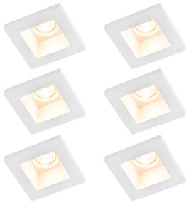 Set van 6 Inbouwspot wit 12cm vierkant - Gypsy Stucco