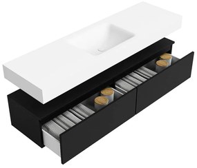 Zaro Alan badmeubel 160cm urban 2 lades met vrijhangende wastafel cloud midden 1 kraangat talc