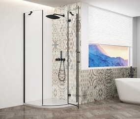 Gelco Trinity kwartronde douchecabine 90x90cm rechts helder glas zwart mat