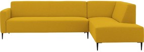 Goossens  Key West geel, stof, 3-zits, modern design met ligelement rechts