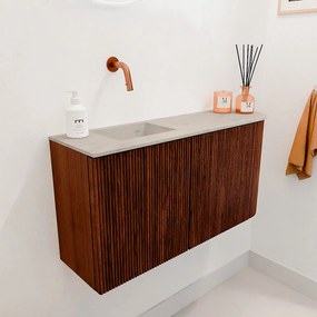 Mondiaz Joya DLux 80cm toiletmeubel ronding rechts ruby met wastafel faye links zonder kraangat opalo