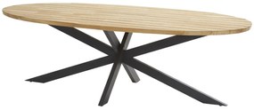 4 Seasons Outdoor Bora tuinset antraciet met RVS Prado tafel - ellips teak blad 240 cm  Tuinset    houtkleur weerbestendig