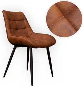 Eetkamerstoel - Loena - stof Cowboy retro lederlook cognac