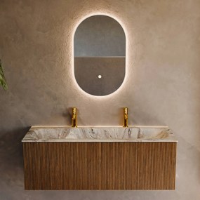 Mondiaz Kurve-dlux 120cm badmeubel dusk met 1 lade en wastafel big large midden 2 kraangaten glace