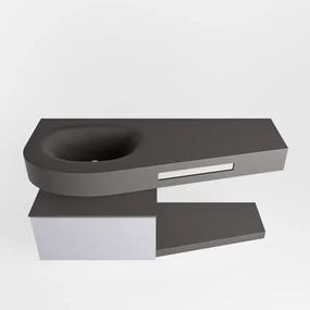 Mondiaz Riva badmeubel 120cm Cale met 1 lade en wastafel links 0 kraangaten Dark Grey