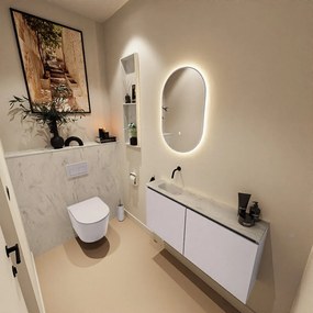 Mondiaz Ture DLux toiletmeubel 100cm cale met wastafel opalo links zonder kraangat