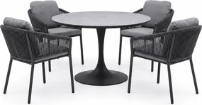 Flair Joshua dining tuinset 120xH75 cm 5 delig antraciet keramiek