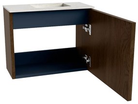 Mondiaz Joya DLux 50cm toiletmeubel walnut met wastafel faye rechts 1 kraangat opalo