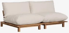 Brina 2-delige Modulaire Relaxfauteuil In Acaciahout Beige – Crème - Sklum